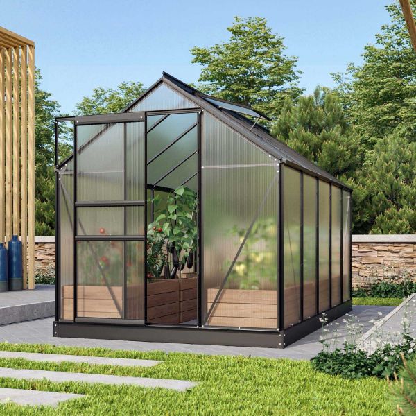 Serre de jardin en polycarbonate 4 mm et aluminium noir Venus - VITAVIA