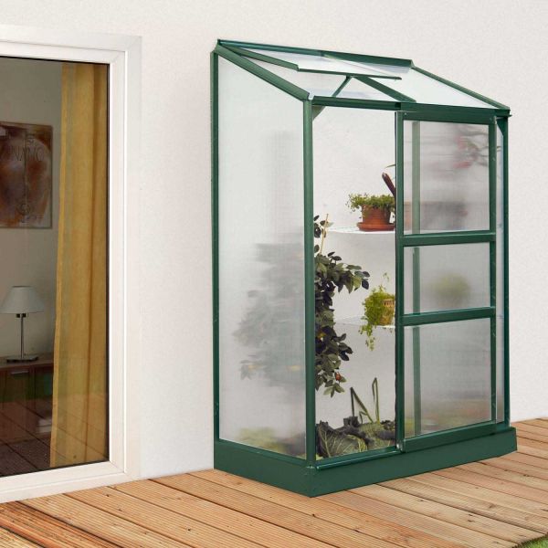 Serre de jardin en polycarbonate 4 mm et aluminium vert emeraude Ida - VITAVIA