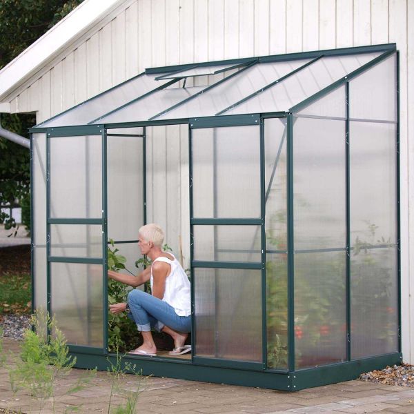 Serre de jardin en polycarbonate 4 mm et aluminium vert emeraude Ida - VITAVIA