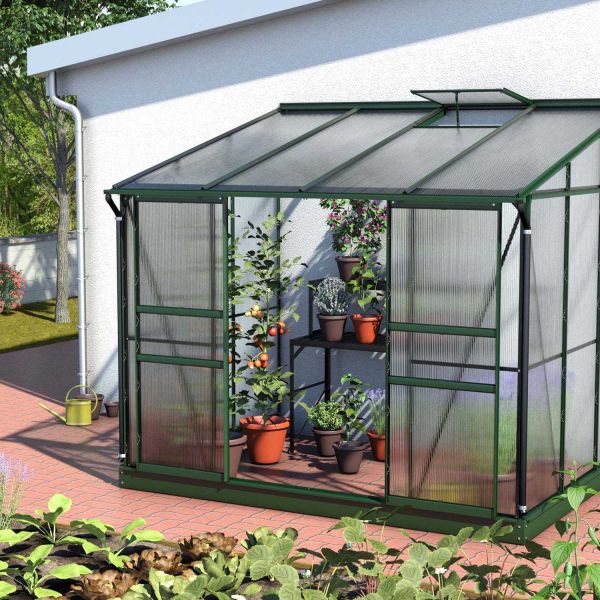 Serre de jardin en polycarbonate 4 mm et aluminium vert emeraude Ida - VITAVIA