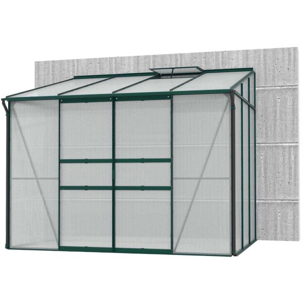 Serre de jardin en polycarbonate 4 mm et aluminium vert emeraude Ida