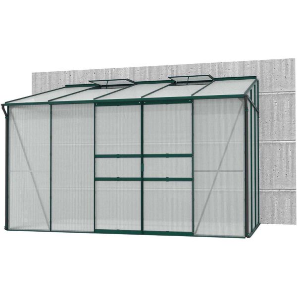 Serre de jardin en polycarbonate 4 mm et aluminium vert emeraude Ida