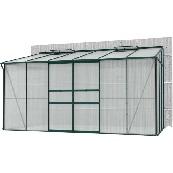 Serre de jardin en polycarbonate 4 mm et aluminium vert emeraude Ida