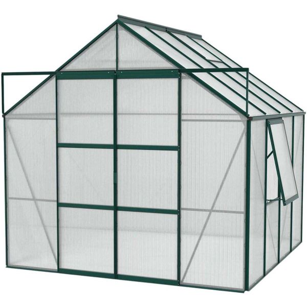 Serre de jardin en polycarbonate 6 mm et aluminium vert emeraude Jupiter