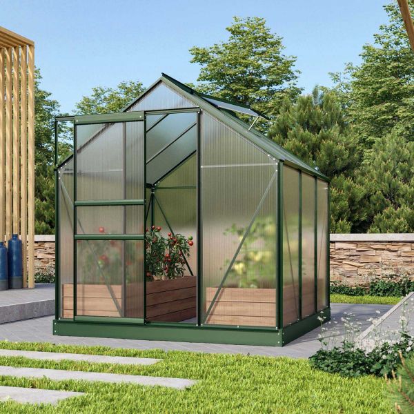 Serre de jardin en polycarbonate 4 mm et aluminium vert émeraude Venus - VIT-0117