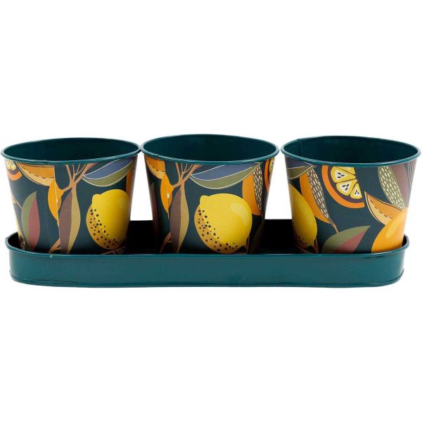 Set de 3 cache-pots en métal Citrus