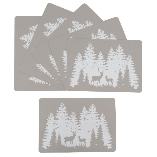 Sets de table rectangulaires en vinyle gris Cerf (lot de 6)