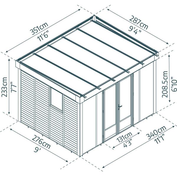 Studio de jardin en aluminium et WPC Copenhagen - PAA-0480