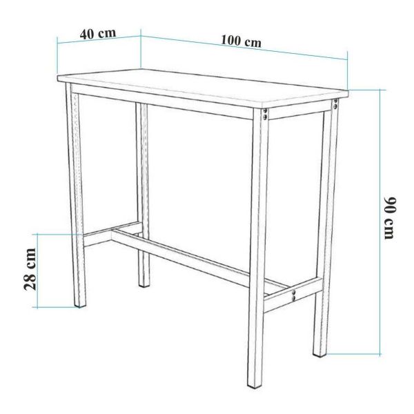 Table Haute en aggloméré et métal 100 x 40 x 90 cm Mola - ASI-1472