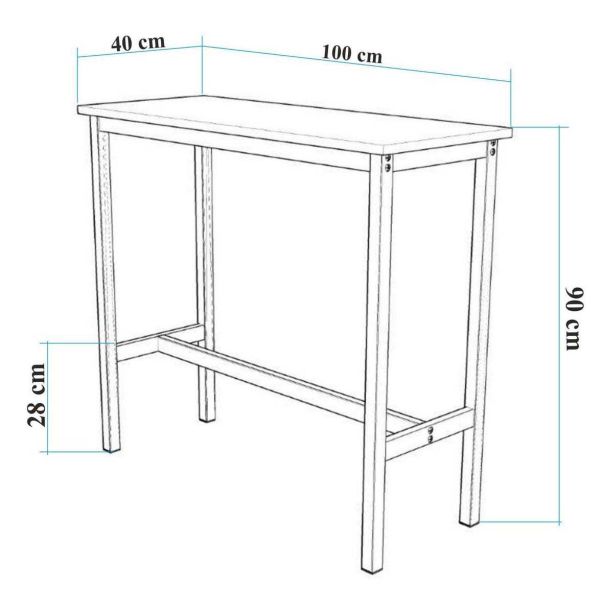 Table Haute en aggloméré et métal 100 x 40 x 90 cm Mola - ASI-1471