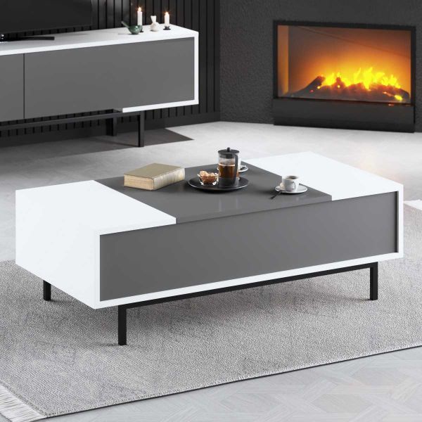 Table basse en aggloméré blanc et anthracite Force - 169