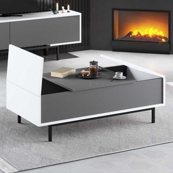 Table basse en aggloméré blanc et anthracite Force - 5