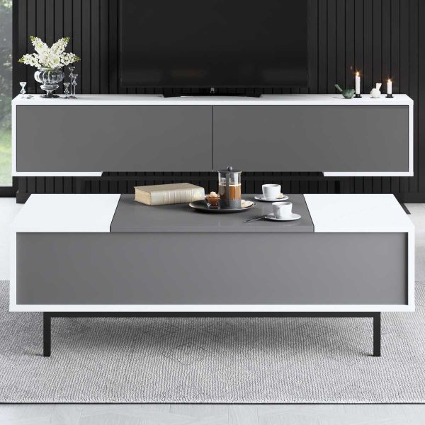 Table basse en aggloméré blanc et anthracite Force - 6