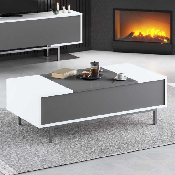 Table basse en aggloméré blanc et anthracite Force - 169