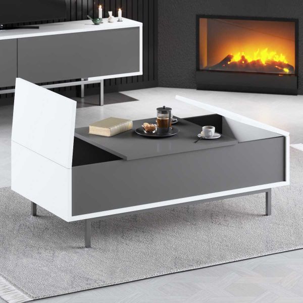 Table basse en aggloméré blanc et anthracite Force - 5