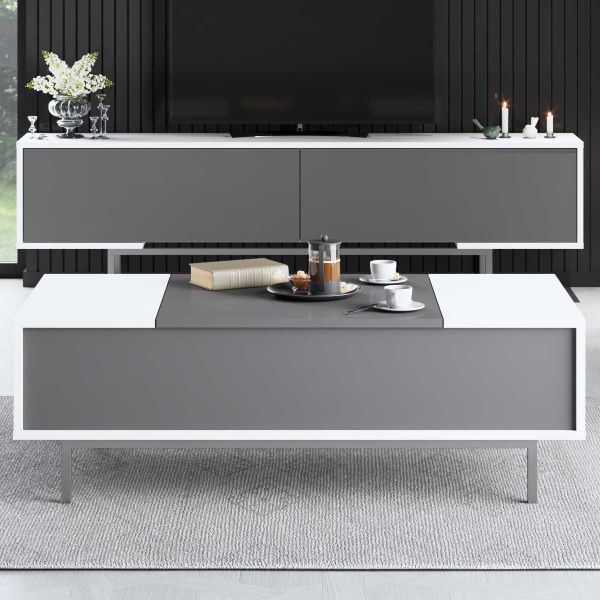 Table basse en aggloméré blanc et anthracite Force - 6