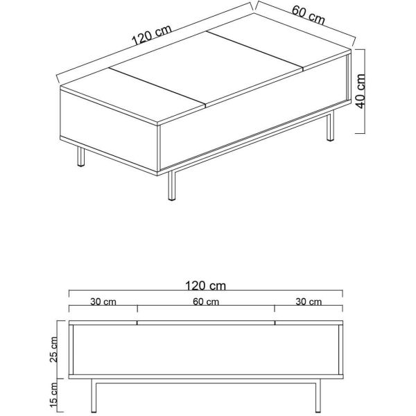 Table basse en aggloméré blanc et anthracite Force - ASI-1118