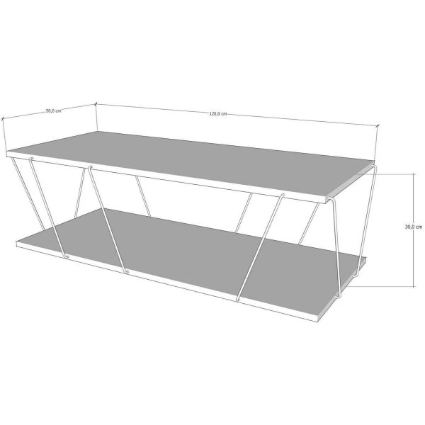 Table basse bois et métal filaire noir 120 cm - ASI-1033