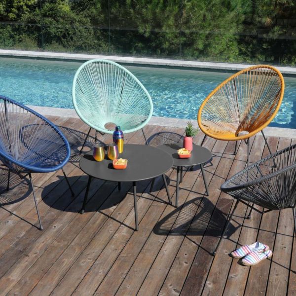 Table basse jardin ronde en acier Rio 50 cm - Alizé