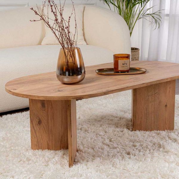 Table de basse ovale en aggloméré Sable - 94,90