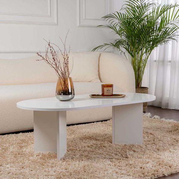 Table de basse ovale en aggloméré Sable - HANAH HOME