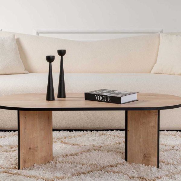 Table de basse ovale en aggloméré Sable - 94,90