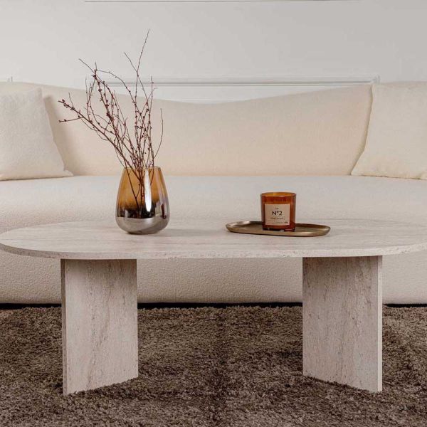 Table de basse ovale en aggloméré Sable - 94,90