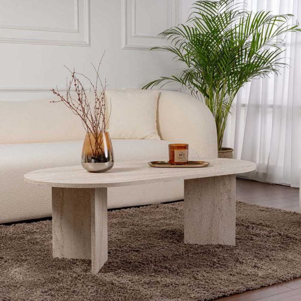 Table de basse ovale en aggloméré Sable - HANAH HOME