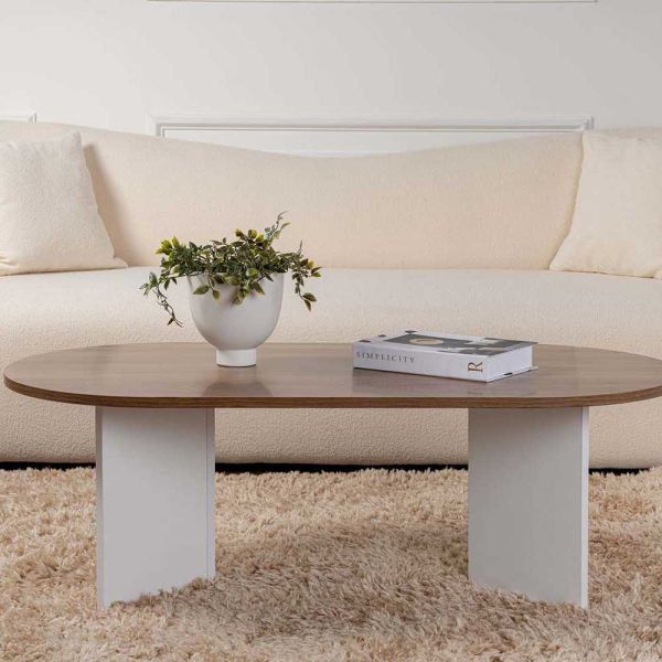 Table de basse ovale en aggloméré Sable - 94,90