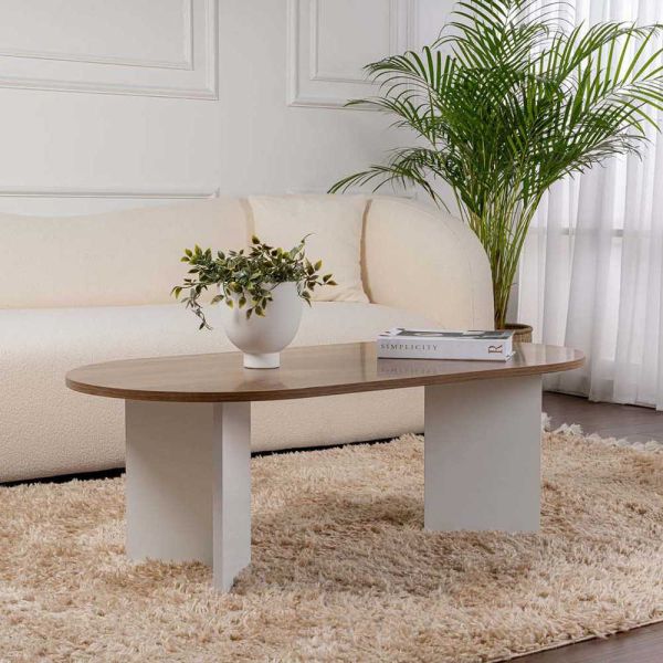 Table de basse ovale en aggloméré Sable - HANAH HOME