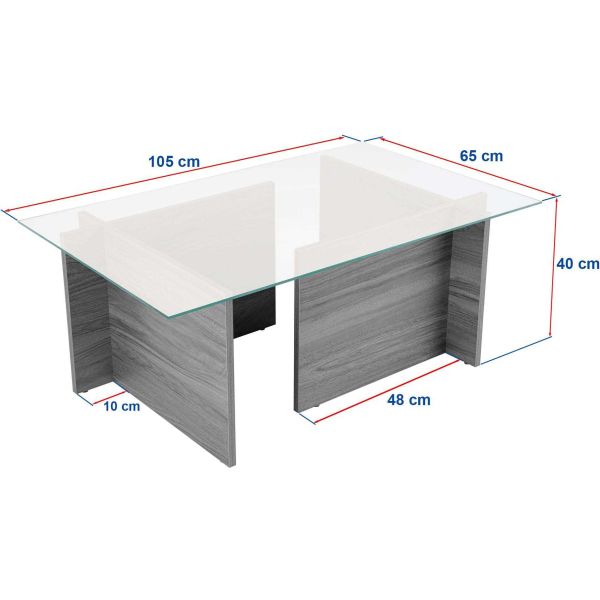 Table basse en verre et aggloméré Vetrino - ASI-1347