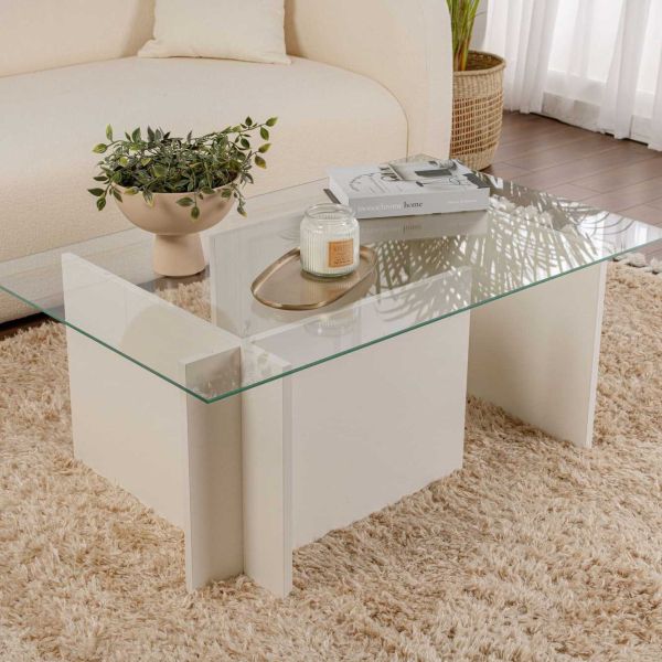 Table basse en verre et aggloméré Vetrino - HANAH HOME