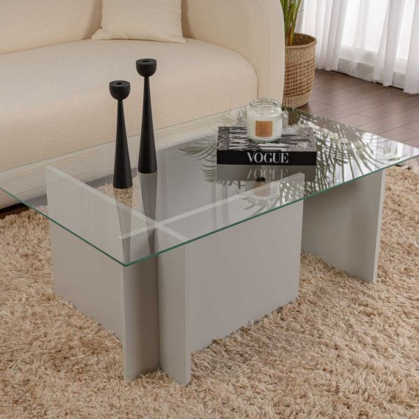 Table basse en verre et aggloméré Vetrino - HANAH HOME