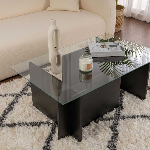 Table basse en verre et aggloméré Vetrino - HANAH HOME