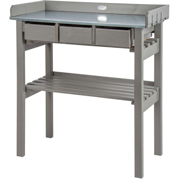 Table de jardinage en pin et zinc - ESS-0522