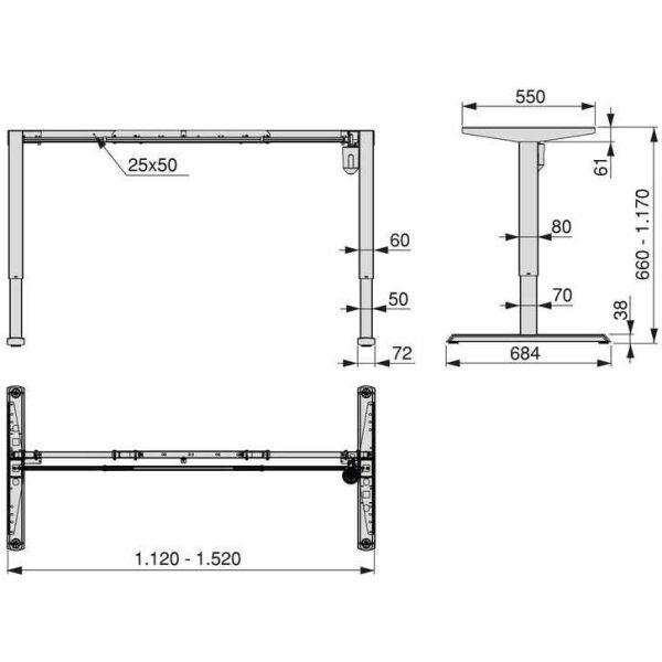 Table motorisée en acier réglable en hauteur - EMU-0350