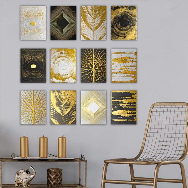 Tableau Gold 12 pièces 70 x 70 cm - HANAH HOME