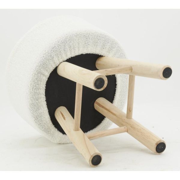 Tabouret en bouclette pied bois - 34,90