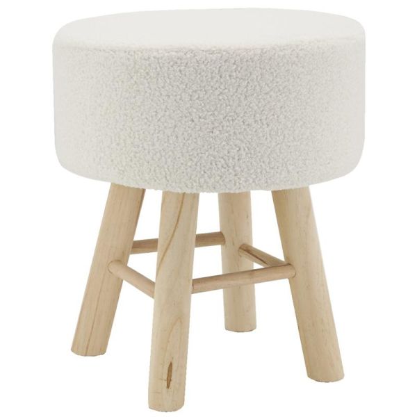 Tabouret en bouclette pied bois