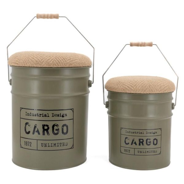 Tabouret/coffre en métal Cargo