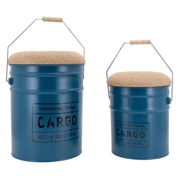 Tabouret/coffre en métal Cargo