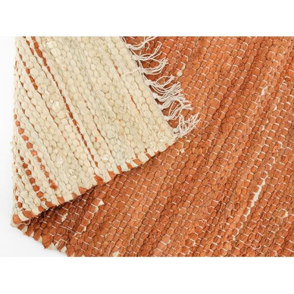 Tapis en coton rouille à franges - 17,90