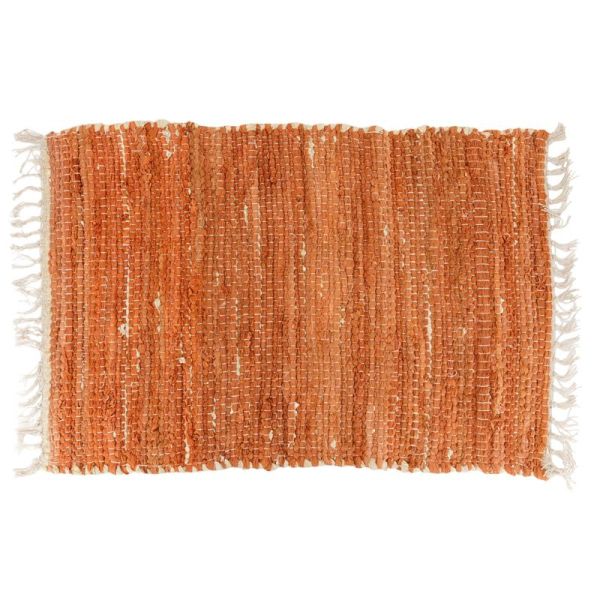 Tapis en coton rouille à franges