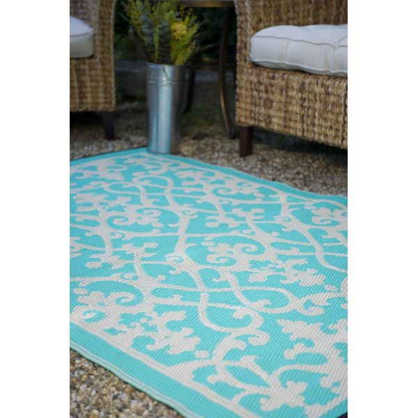  Tapis  int rieur ext rieur venice cr me et turquoise 150  x  