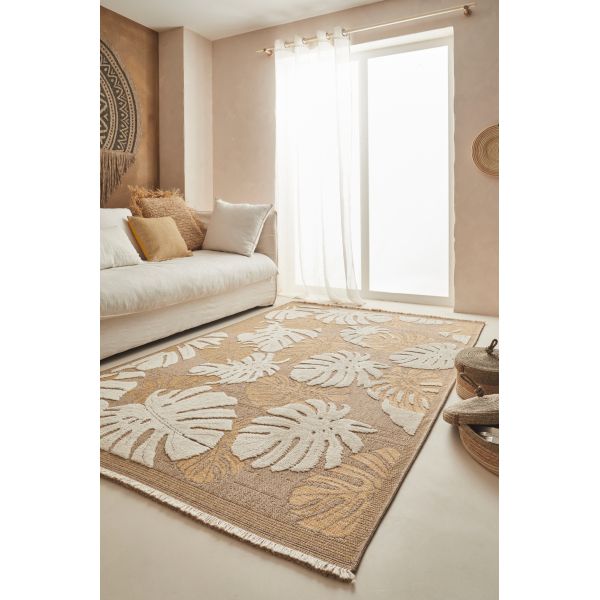 Tapis intérieur extérieur aspect jute jaune Tijuana 9062 - 7