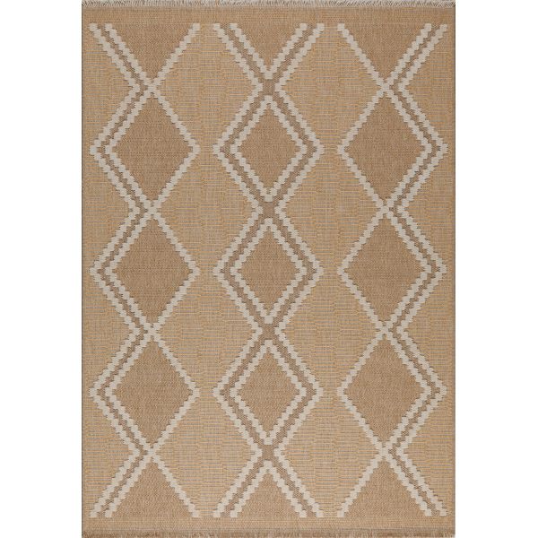 Tapis intérieur extérieur aspect jute jaune Tijuana 9048