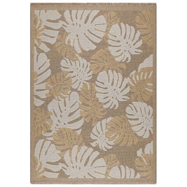 Tapis intérieur extérieur aspect jute jaune Tulum 9062