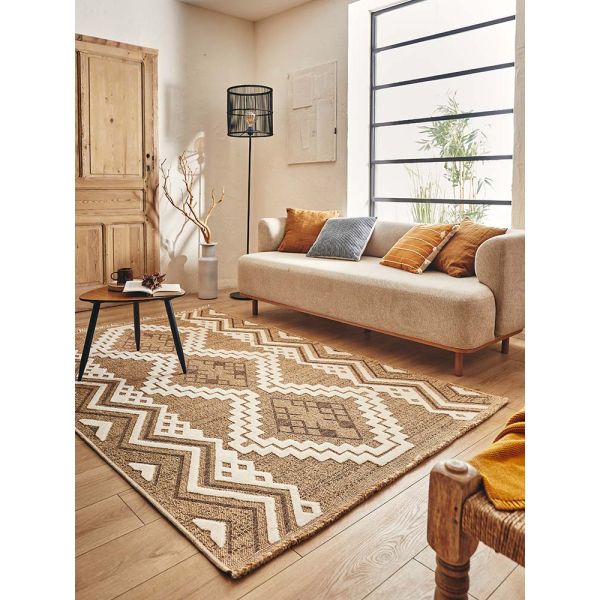 Tapis intérieur extérieur aspect jute marron Tijuana 9054 - 