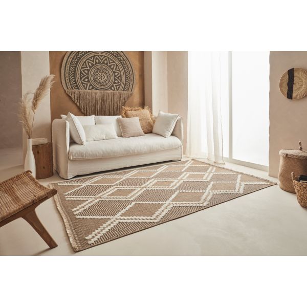 Tapis intérieur extérieur aspect jute marron Tijuana 9048 - 