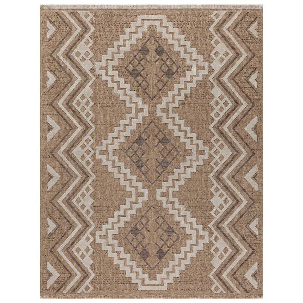 Tapis intérieur extérieur aspect jute marron Tijuana 9054